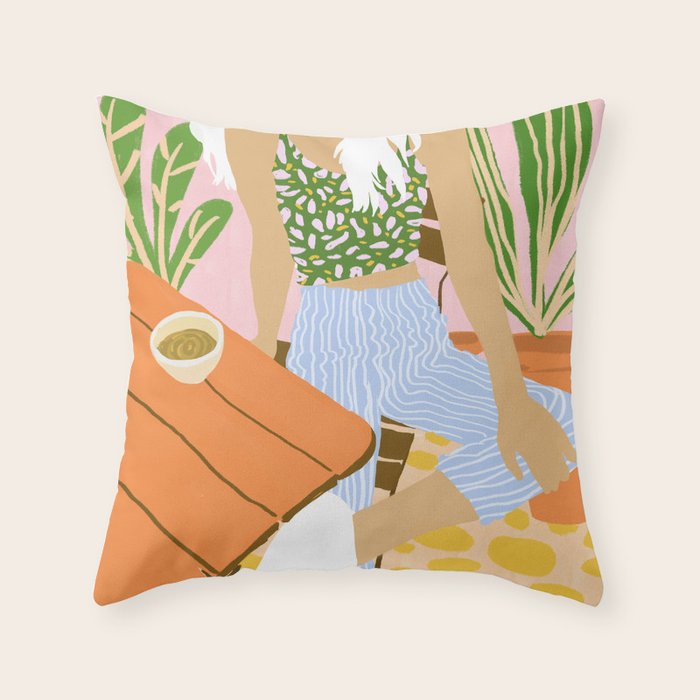 Kawa Tea #Illustration #Fashion Throw Pillow