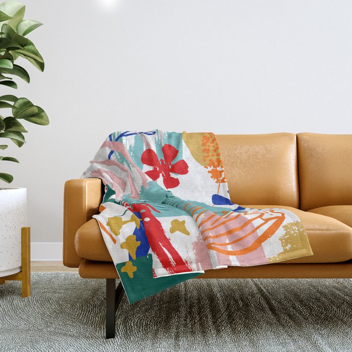 Summer Floral Prints, Abstract, Colourful Prints. Throw Blanket