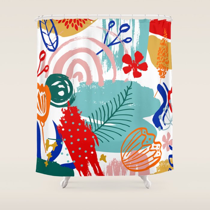 Summer Floral Prints, Abstract, Colourful Prints. Shower Curtain