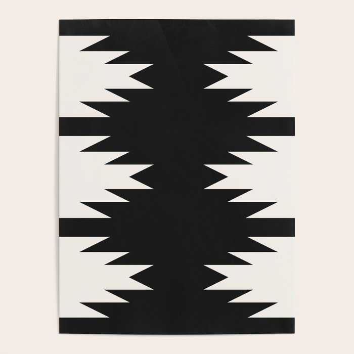 Geometric Southwestern Minimalism - Black And White Poster