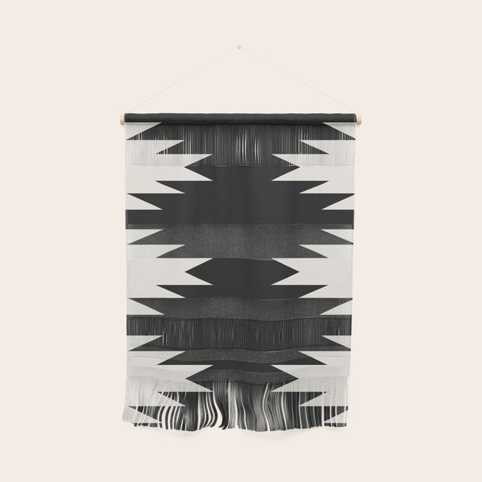 Geometric Southwestern Minimalism - Black And White Wall Hanging