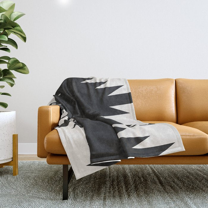 Geometric Southwestern Minimalism - Black And White Throw Blanket