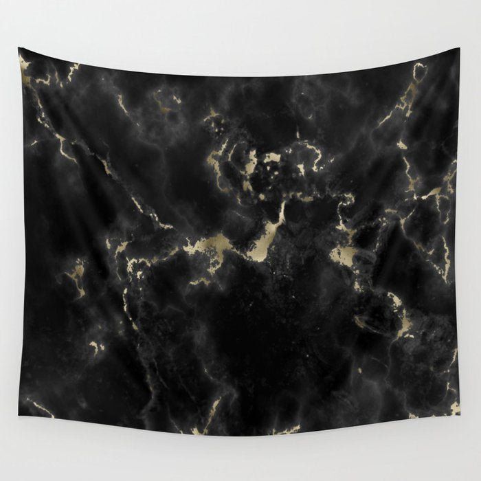 Modern Abstract Black Gold Trendy Marble Wall Tapestry