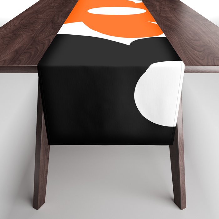Large Orange And Black Retro Flowers White Background #Decor #Homestorie #Buyart Table Runner