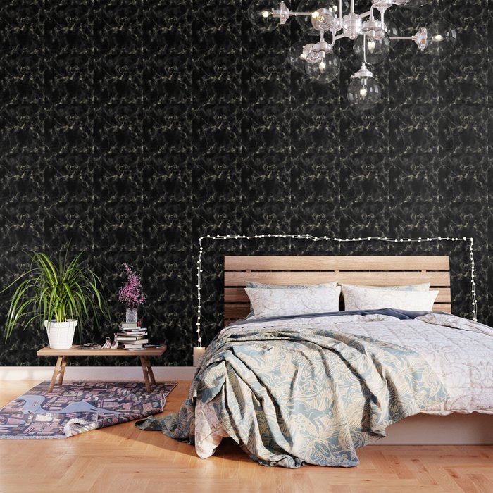Modern Abstract Black Gold Trendy Marble Wallpaper