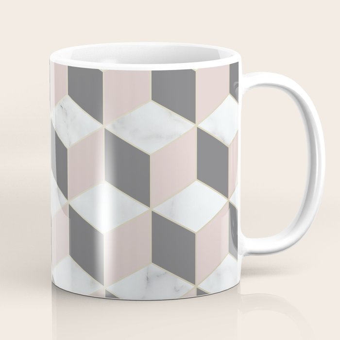Geometric Art, Marble, Blush Pink, Gray, Abstract Art Coffee Mug