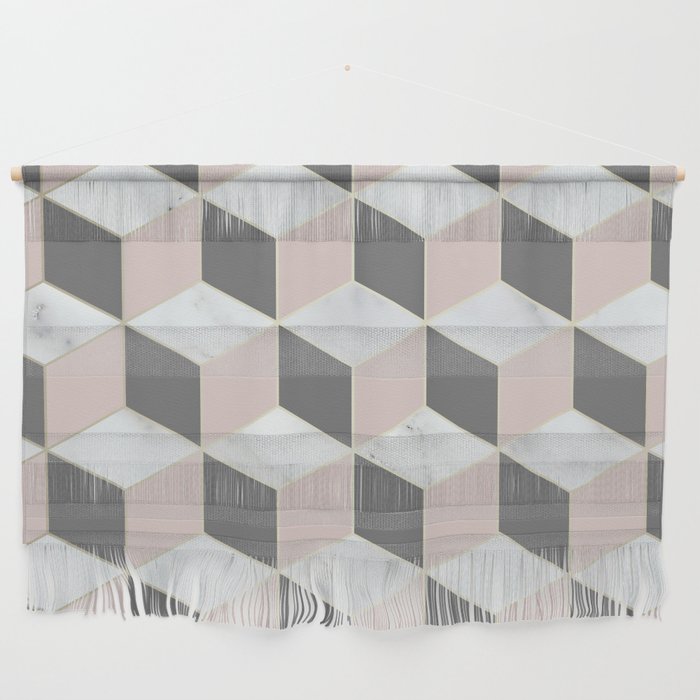 Geometric Art, Marble, Blush Pink, Gray, Abstract Art Wall Hanging