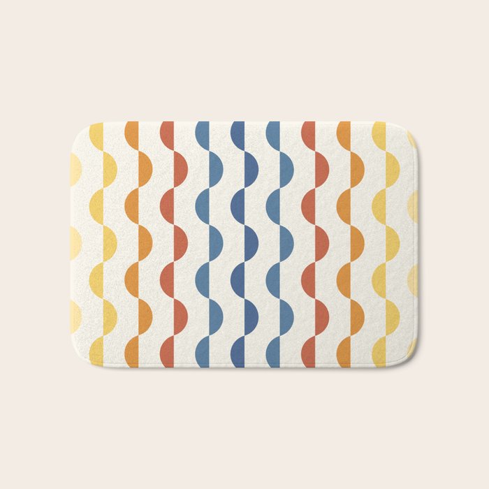 Gwynne Pattern Retro Shapes - Colorful 70'S Bath Mat
