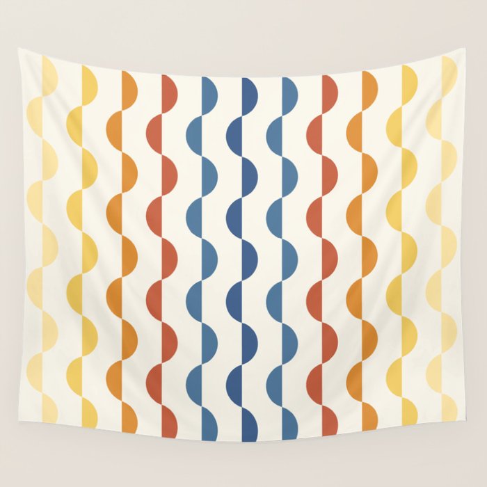 Gwynne Pattern Retro Shapes - Colorful 70'S Wall Tapestry