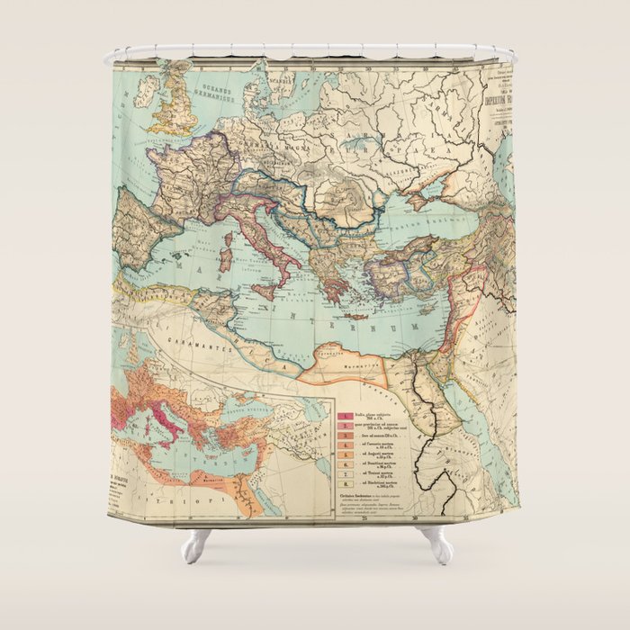 Vintage Map Of The Roman Empire (1889) Shower Curtain