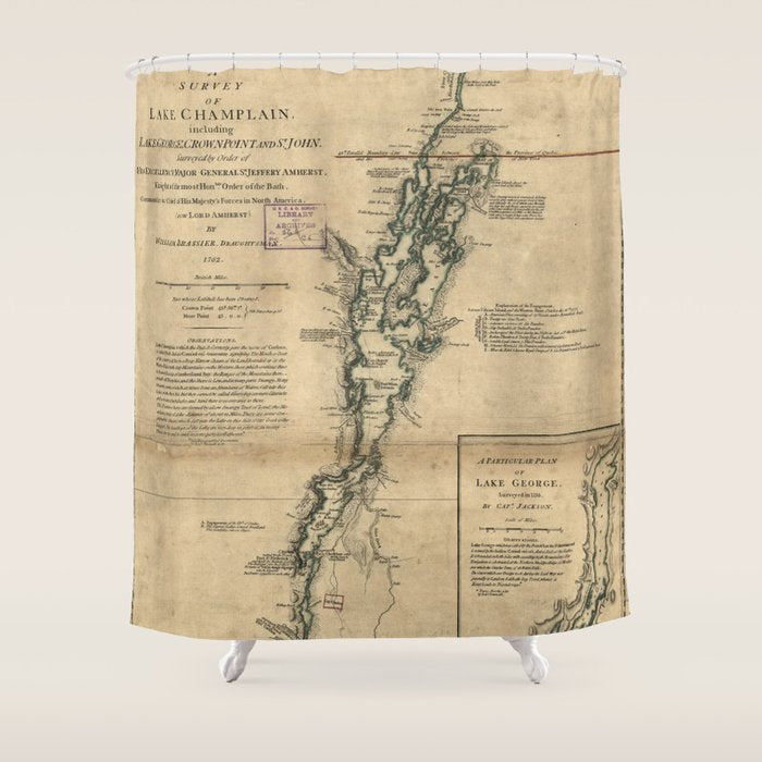 Vintage Map Of Lake Champlain & Lake George (1776) Shower Curtain