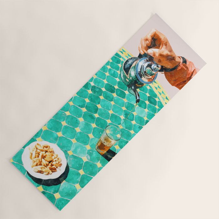Chai, India Culture & People Painting, Exotic Travel Places Tea Bohemian Colorful Morocco Turkish Yoga Mat