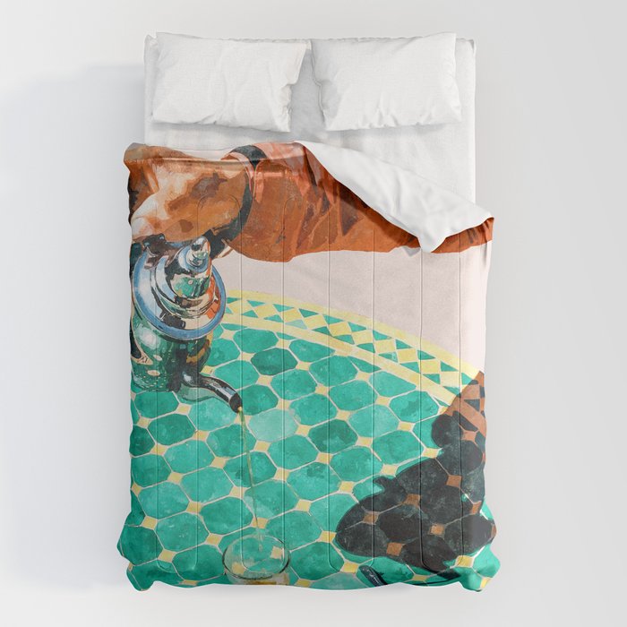 Chai, India Culture & People Painting, Exotic Travel Places Tea Bohemian Colorful Morocco Turkish Comforter
