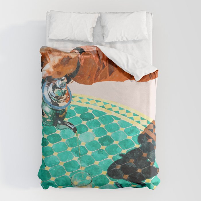 Chai, India Culture & People Painting, Exotic Travel Places Tea Bohemian Colorful Morocco Turkish Duvet Cover