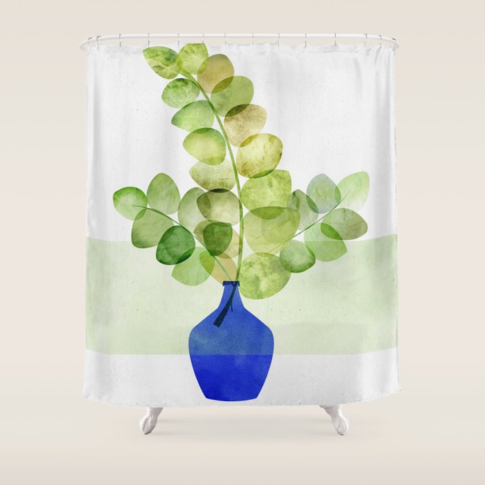 Green And Blue Eucalyptus Bouquet Shower Curtain