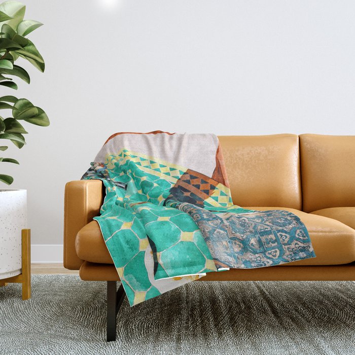 Chai, India Culture & People Painting, Exotic Travel Places Tea Bohemian Colorful Morocco Turkish Throw Blanket