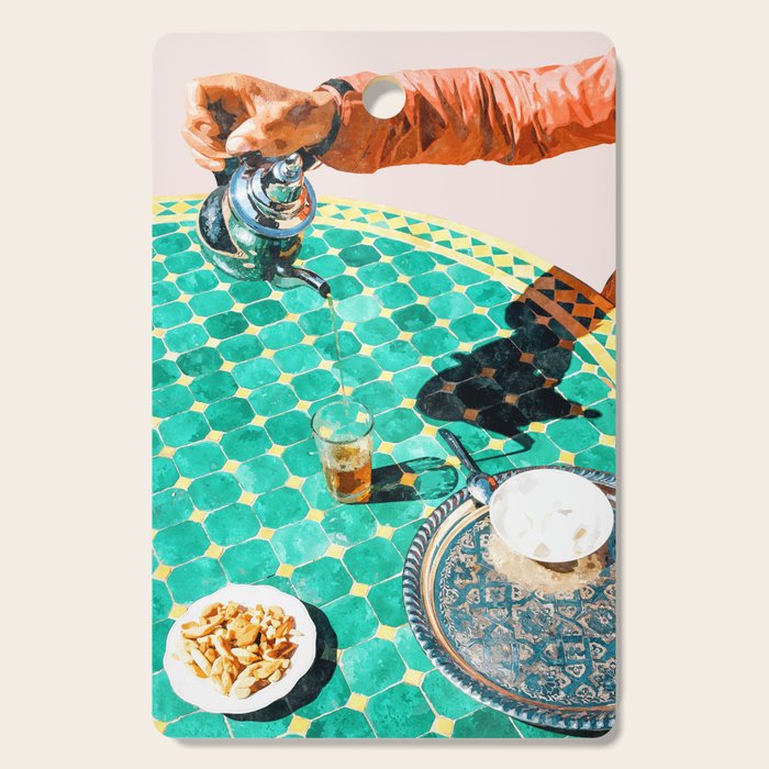 Chai, India Culture & People Painting, Exotic Travel Places Tea Bohemian Colorful Morocco Turkish Cutting Board