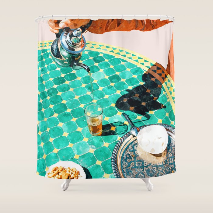 Chai, India Culture & People Painting, Exotic Travel Places Tea Bohemian Colorful Morocco Turkish Shower Curtain