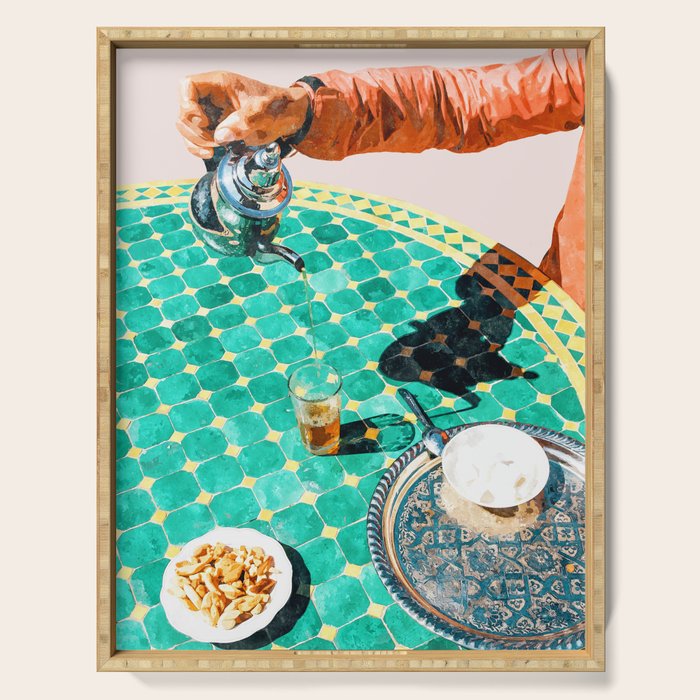 Chai, India Culture & People Painting, Exotic Travel Places Tea Bohemian Colorful Morocco Turkish Serving Tray