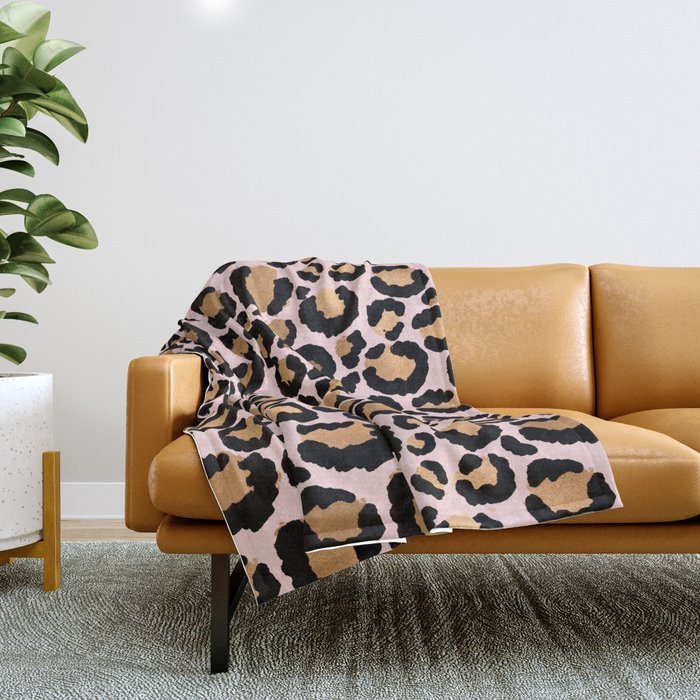 Animal Print - Pink Copper Throw Blanket