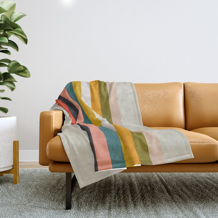 Modern Abstract Stripe Geometric Throw Blanket