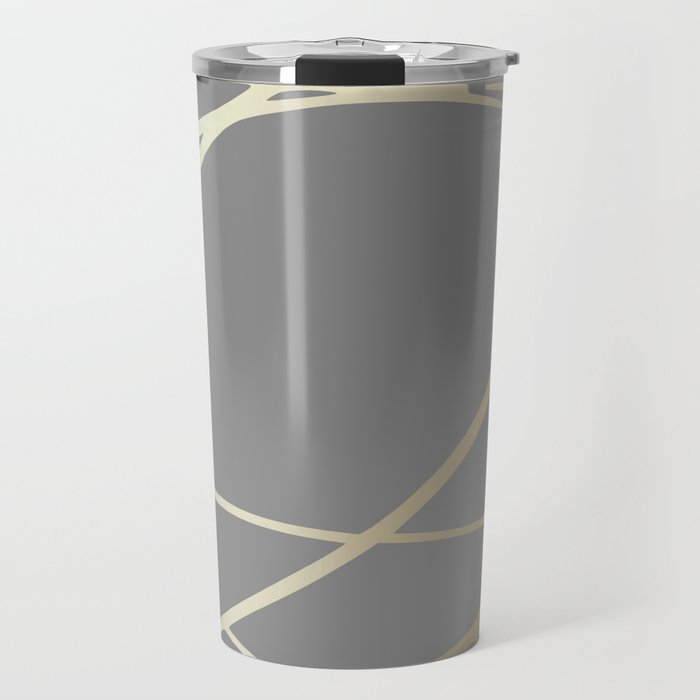 Gold And Gray Circles And Swirls Striped Abstract Pattern Travel Mug