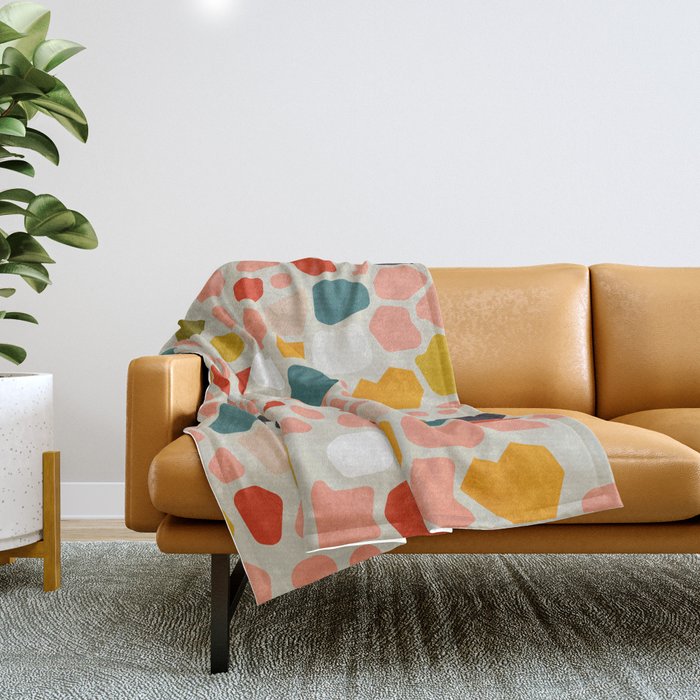 Terrazzo Mosaic Shapes Modern Throw Blanket