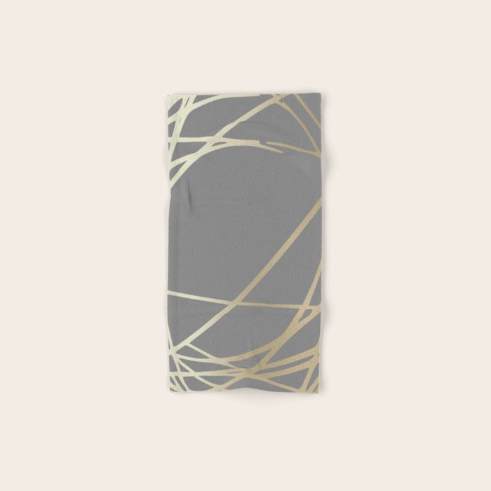 Gold And Gray Circles And Swirls Striped Abstract Pattern Bath Towel