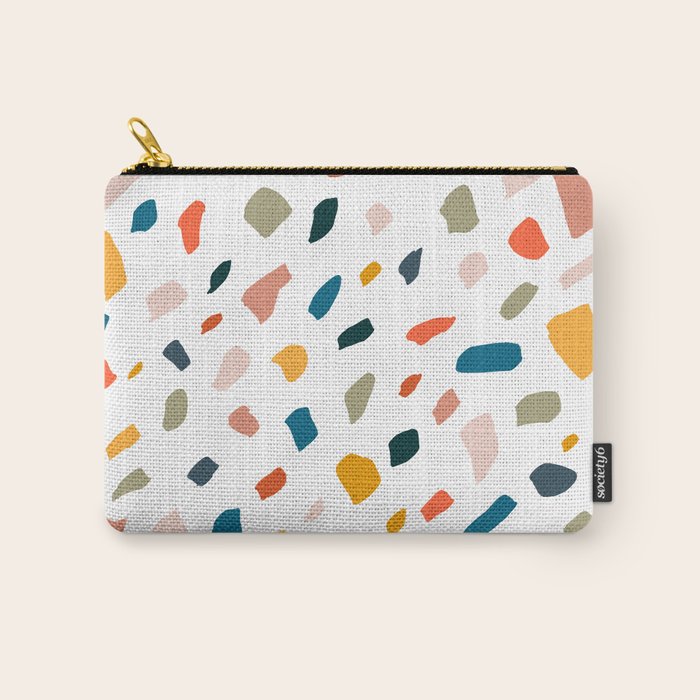 Terrazzo, Abstract Quirky Shapes Bohemian Modern Pattern Confetti Celebration Random Colorful Shapes Carry All Pouch