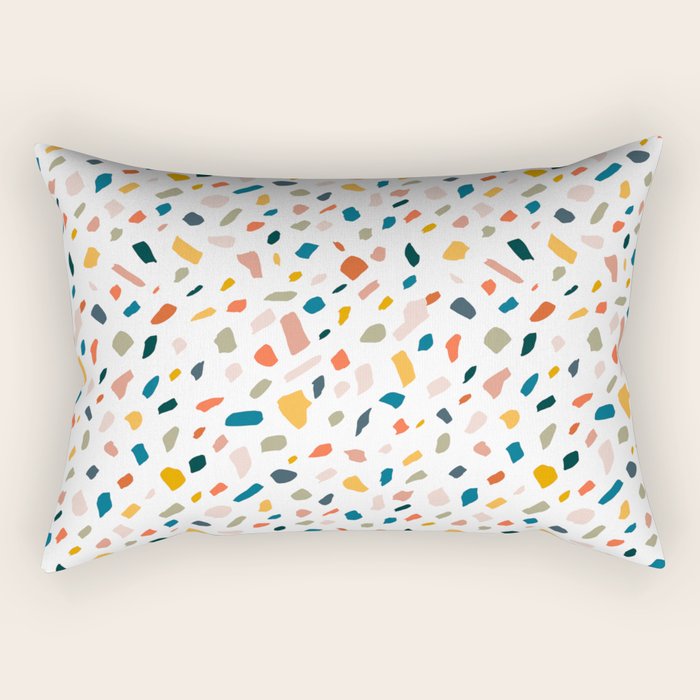 Terrazzo, Abstract Quirky Shapes Bohemian Modern Pattern Confetti Celebration Random Colorful Shapes Rectangular Pillow