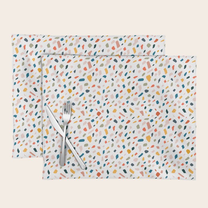 Terrazzo, Abstract Quirky Shapes Bohemian Modern Pattern Confetti Celebration Random Colorful Shapes Placemat