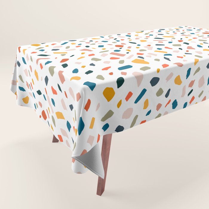 Terrazzo, Abstract Quirky Shapes Bohemian Modern Pattern Confetti Celebration Random Colorful Shapes Tablecloth