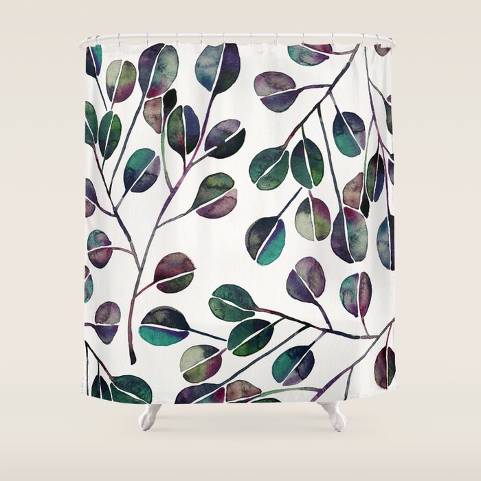 Silver Dollar Eucalyptus - Deep Cool Palette Shower Curtain