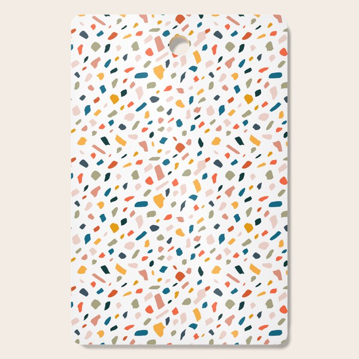 Terrazzo, Abstract Quirky Shapes Bohemian Modern Pattern Confetti Celebration Random Colorful Shapes Cutting Board