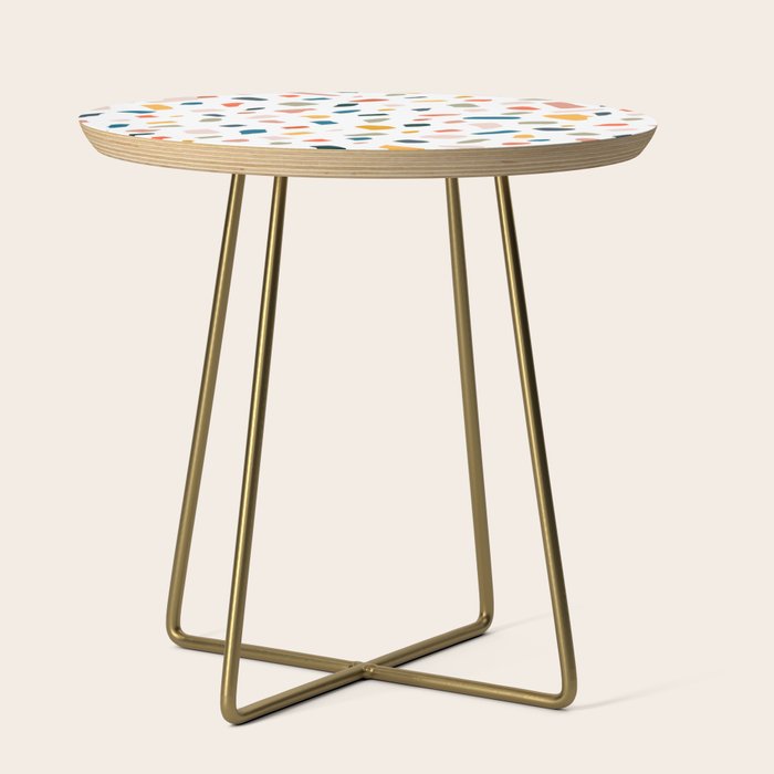 Terrazzo, Abstract Quirky Shapes Bohemian Modern Pattern Confetti Celebration Random Colorful Shapes Side Table