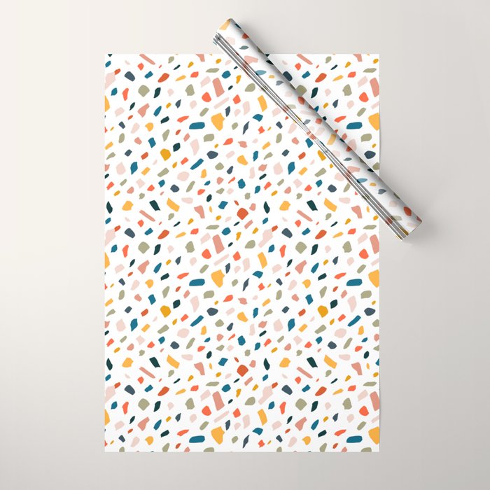 Terrazzo, Abstract Quirky Shapes Bohemian Modern Pattern Confetti Celebration Random Colorful Shapes Wrapping Paper