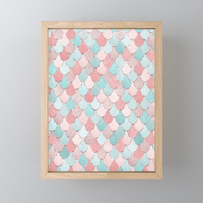 Cute Mermaid Coral And Teal Mini Art Print