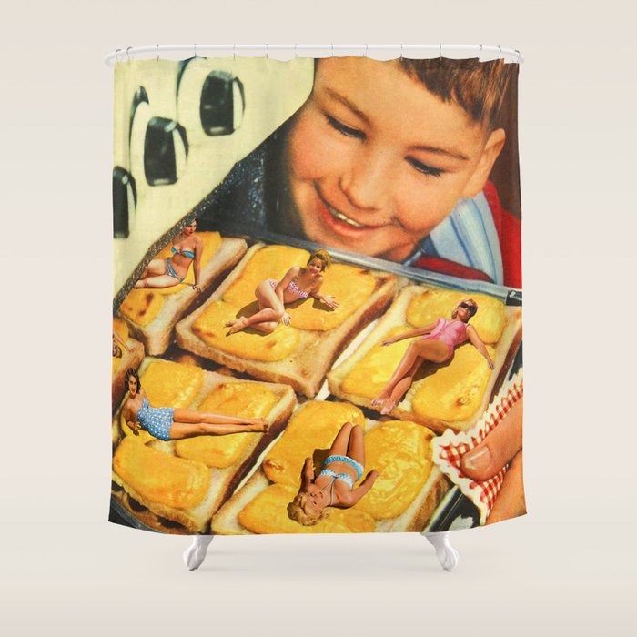 Girls On Toast - Grilled Cheese Tan Shower Curtain