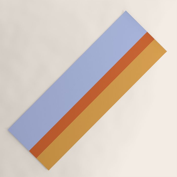 70s Summer Color Block Blue And Orange Yoga Mat