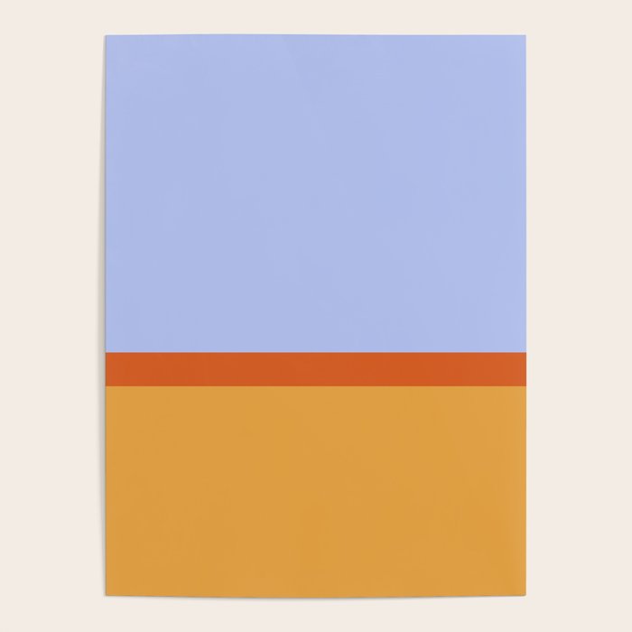 70s Summer Color Block Blue And Orange Poster