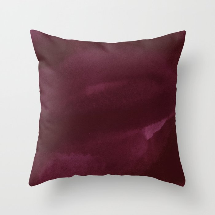 Abstract Modern Dark Burgundy Watercolor Throw Pillow