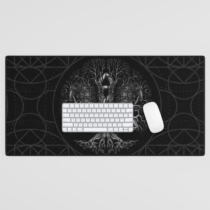 Tree Of Life -Yggdrasil With Ravens Desk Mat