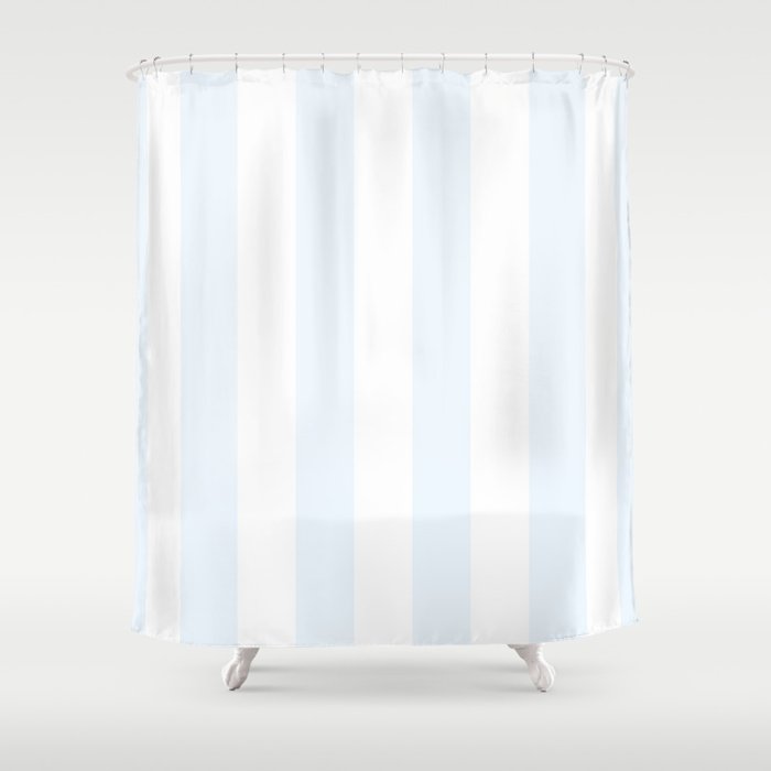Alice Blue And White Cabana Tent Stripes Shower Curtain