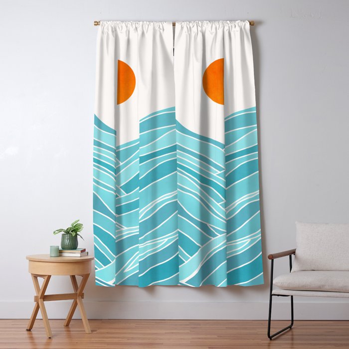 Waves Like Mountains Landscape Window Curtain