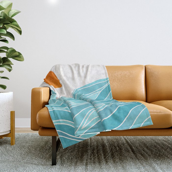 Waves Like Mountains Landscape Throw Blanket