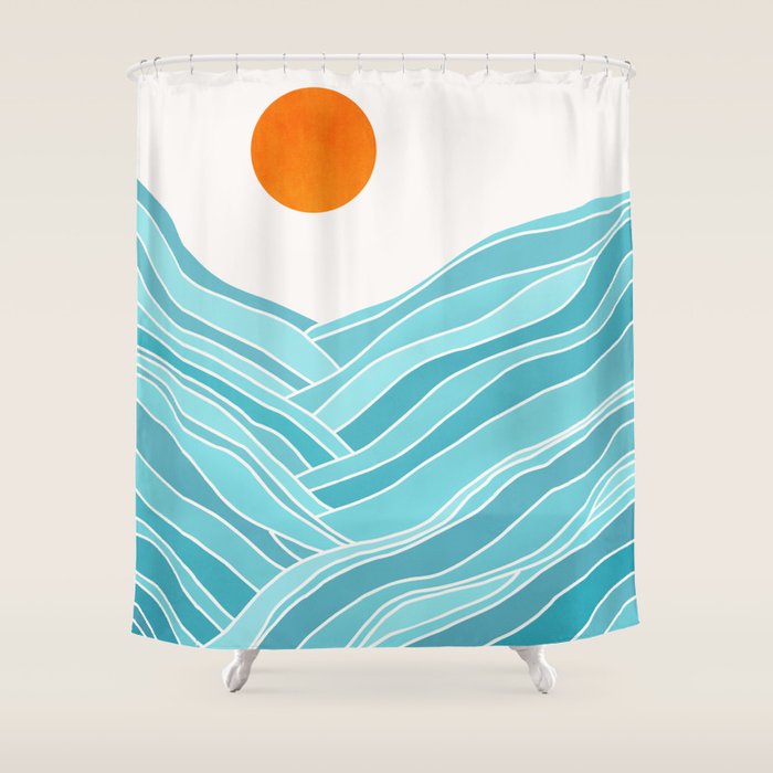 Waves Like Mountains Landscape Shower Curtain