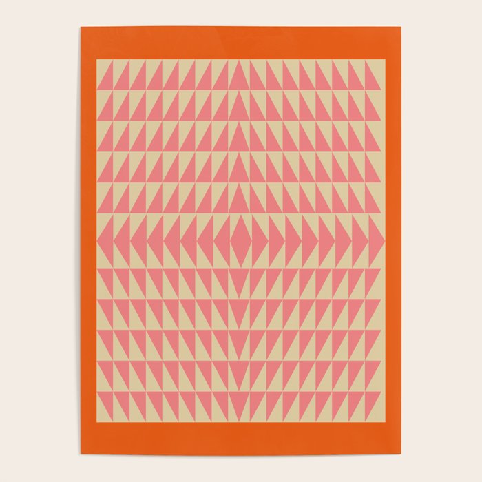Bold Triangle Pattern In Pink And Orange Poster