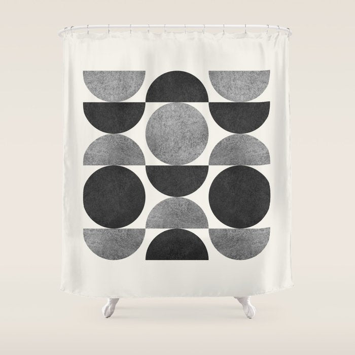 Black Grey Retro Mid Century Modern Shower Curtain