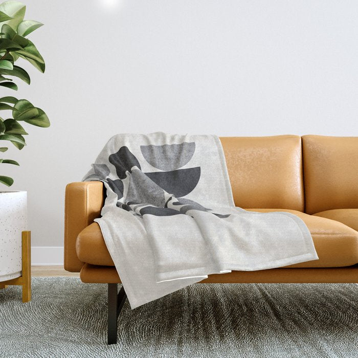 Black Grey Retro Mid Century Modern Throw Blanket