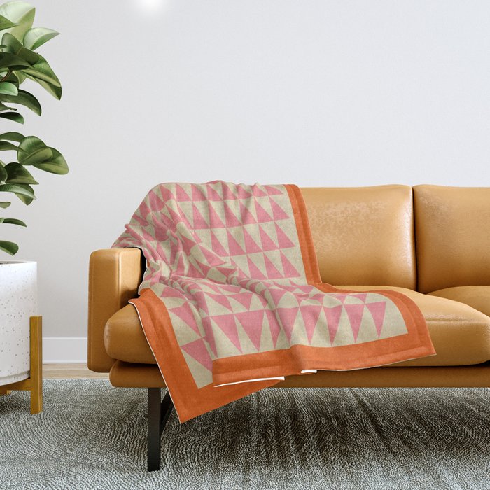 Bold Triangle Pattern In Pink And Orange Throw Blanket